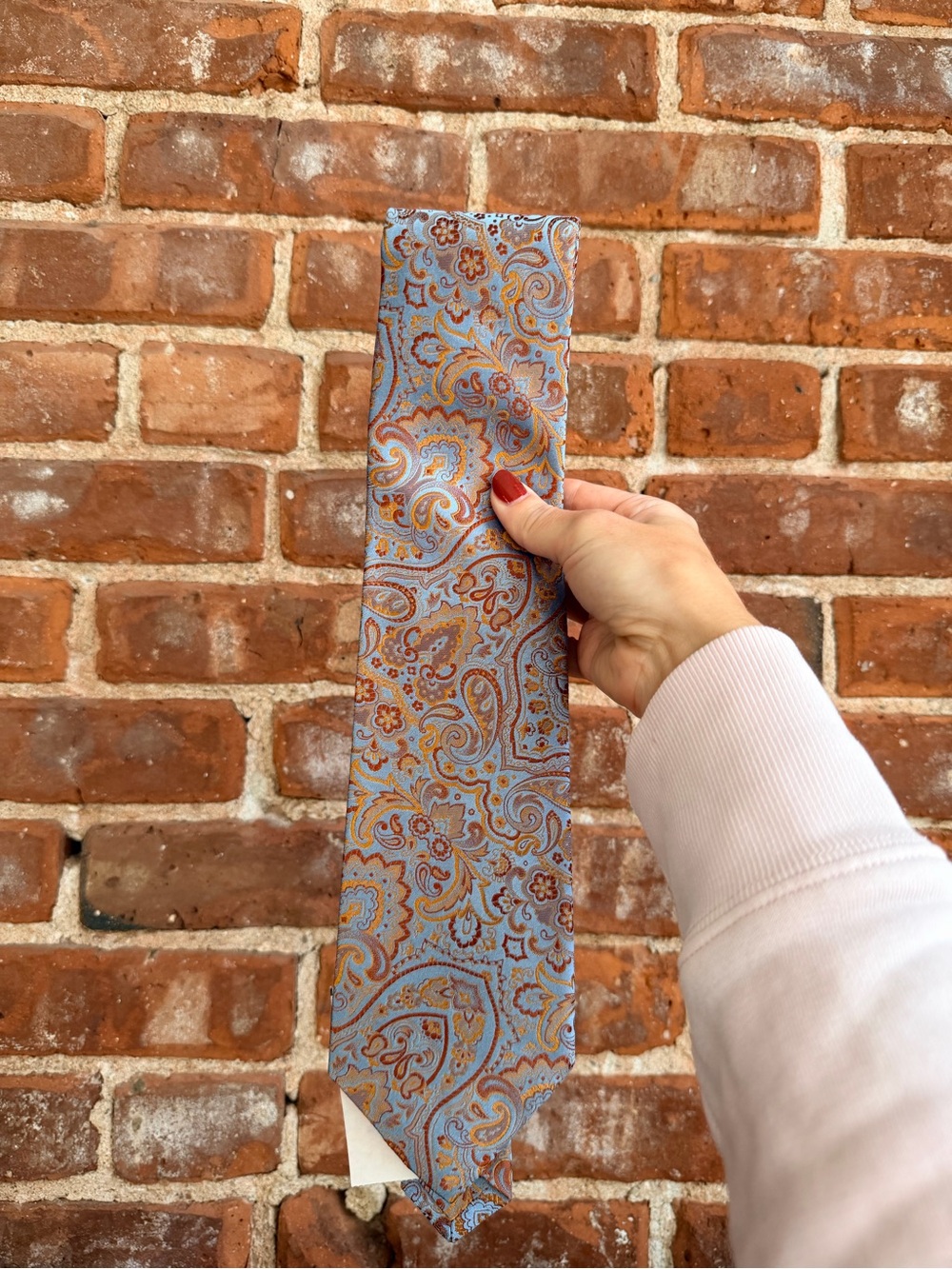 Ben Silver 100% Silk Blue and Orange Paisley Men’s Tie